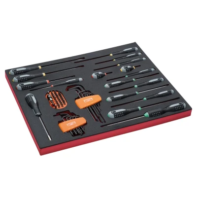 Afbeelding van Bahco Foaminlay Fit&amp;Go 3/3 met schroevendraaiers inbussleutels en bits 50 delig FF1A27