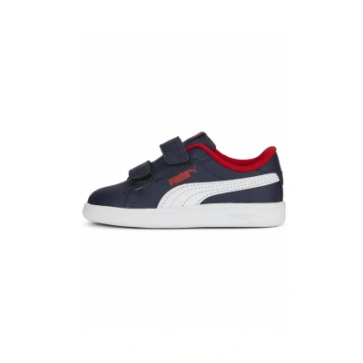 Afbeelding van Puma Smash 3.0 V Sneakers laag voor kinderen, Maat: 21, Navy white for all time red Leer/ synthetisch