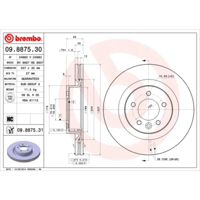 Afbeelding van Brembo Remschijf 09.8875.31