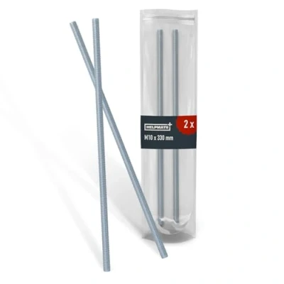 Afbeelding van HELPMATE schroefdraadstang M10 x 330 mm, van roestvrij staal A2, 2 stuks met metrische volledige schroefdraad, schroefdraadstift DIN 976 zilver