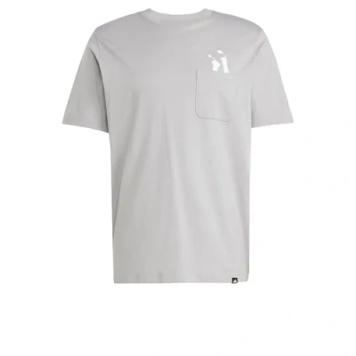 Afbeelding van adidas Heren LOUNGE SLIDES GRAPHIC POCKET T SHIRT, Charcoal Solid Grey, M