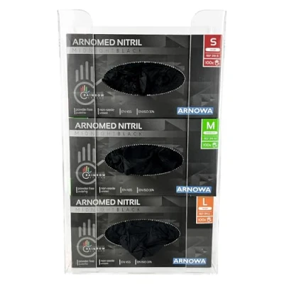 Afbeelding van ARNOMED Wandhouder voor wegwerphandschoenen, wegwerphandschoenhouder 3 dozen, geschikt handschoenen van nitril, latex &amp; vinyl, transparante handschoenendispenser acryl in 24,6x8,1x41 cm