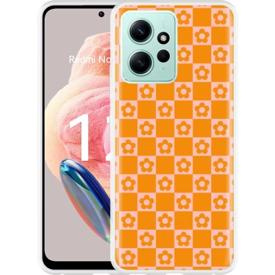 Afbeelding van Cazy Hoesje geschikt voor Xiaomi Redmi Note 12 4G Bloemetjes Dambord