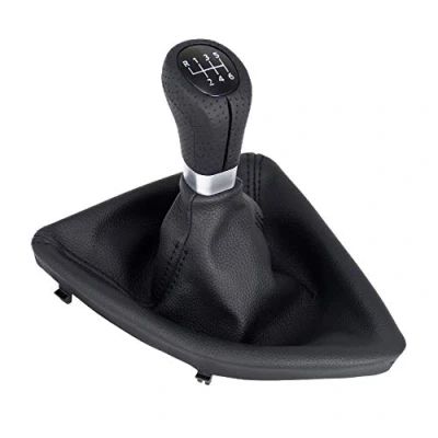 Afbeelding van L &amp; P A277 1 versnellingspook, leer, geperforeerd, zwart, 6 versnellingen, compatibel met BMW E81 E82 E87 E88 Knauf Plug Play reserveonderdelen schakelknop
