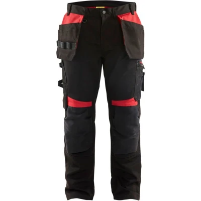 Afbeelding van Blaklader Werkbroek met spijkerzakken 1555 1860 Zwart/Rood D100