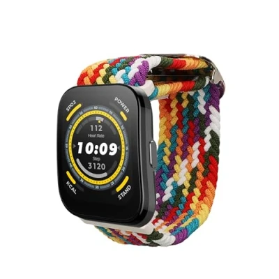 Afbeelding van kwmobile nylon bandje voor smartwatch geschikt Amazfit Bip 5 Unity / GTR 4 14 22 cm Polsbandje in meerkleurig