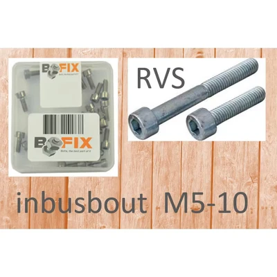 Afbeelding van Bofix Inbusbout M5x10 RVS (25 stuks)