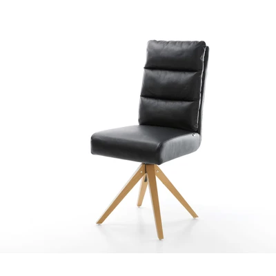 Afbeelding van Draaistoel Pela Flex houten frame hoekig echt leer zwart 180 pocketveer kern