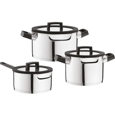 Afbeelding van BergHOFF Essentials Downdraft kookpannenset 6 delig RVS Veilig afgietsysteem Copy