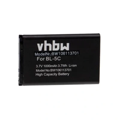 Afbeelding van vhbw Vervangende accu voor Nokia 0106G20624418, 0670397417535, BL 5CA, 5CB, RTX 60020436 smartphone (1000 mAh, 3,7 V, Li Ion)