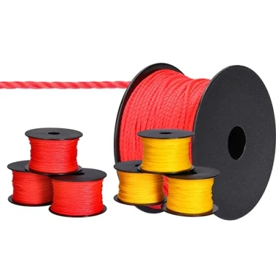 Afbeelding van ToolSpace 6x Metselkoord 50m x 1,7mm 3X rood, geel polypropyleen zijde nivelleerkoord schietlood sterkte pleisterkoord duurzaam &amp; scheurbestendig voor waterpas
