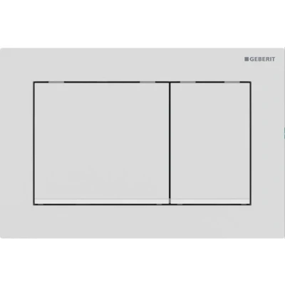 Afbeelding van Drukplaat Geberit Omega 30 voor 2 toets Spoeling met Witte Designstroken Mat Wit
