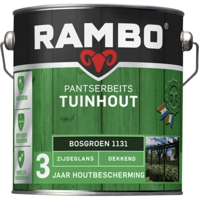 Afbeelding van Rambo Pantserbeits Tuinhout Dekkend Zijdeglans Bosgroen 1131 2,5 liter