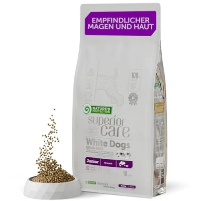 Afbeelding van Nature&#039;s Protection Superior Care Droogvoer voor honden van alle rassenmaten, lichte kleur (Maltezer, Bichon Frisé), met zalm, traanvlekverwijderaar, graanvrij, 10 kg