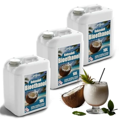 Afbeelding van Bioethanol 96,6%, 30 liter, biologische alcohol, kokosgeur, 3 x 10 l, bio ethanol voor open haard, tafelhaard, schone verbranding, zonder rook,