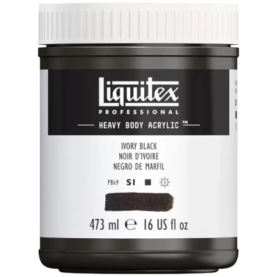 Afbeelding van Liquitex 4412244 Professional Heavy Body acrylverf in kunstenaarskwaliteit met uitstekende lichtechtheid en boterachtige consistentie, 473ml Pot, Ivory Black