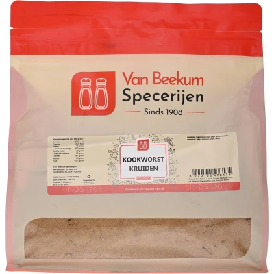 Afbeelding van Van Beekum Specerijen Kookworst Kruiden 1 kilo (hersluitbare stazak)