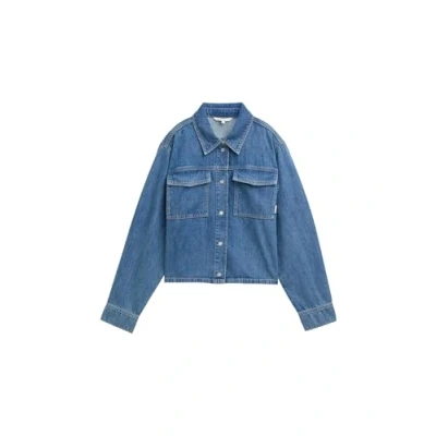 Afbeelding van TOM Tailor denim Shirt WITH Pockets Overhemdblouse, Dames, Maat: Large, Used light stone blue