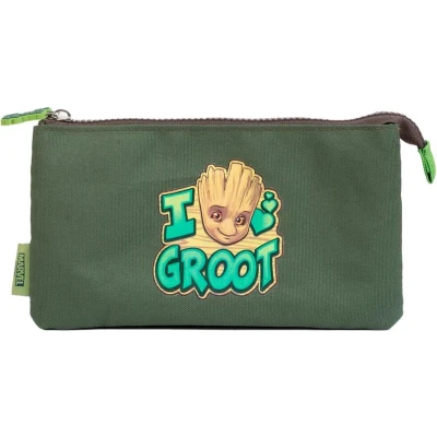 Afbeelding van Marvel Groot Drievoudige Etui met ritssluiting Briefpapier tas vakken voor kinderen grote capaciteit 22 x 12,5 cm