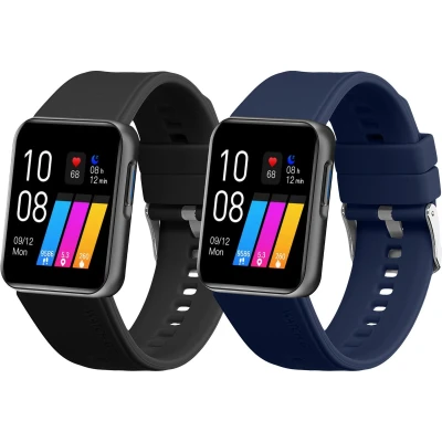 Afbeelding van kwmobile 2x horlogebandjes geschikt voor GRV 22mm Smartwatch bandje bandjes van TPU Activity tracker horloge band in zwart / donkerblauw