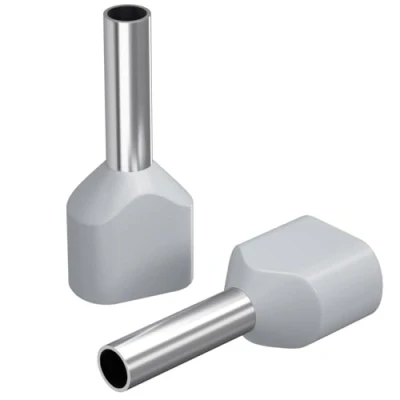 Afbeelding van 100x dubbele adereindhulzen 2 x 4,0 mm2 / 12 mm grijs