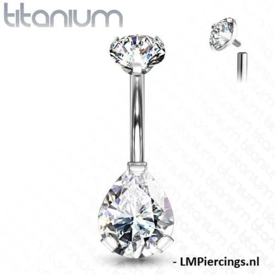 Afbeelding van Piercing titanium set drup wit