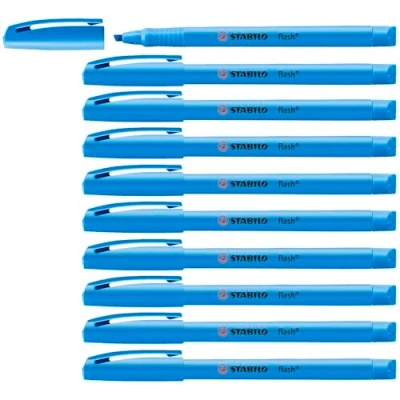 Afbeelding van Tekstmarkeerstift STABILO flash 10 stuks blauw