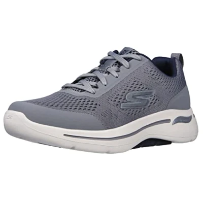 Afbeelding van Skechers Heren Gowalk Arch Fit Athletic Workout Wandelschoen met luchtgekoelde Foam Sneaker, Grijs/marine, 8 US X Wide