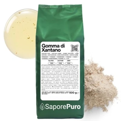 Afbeelding van Saporepuro Xanthan gom poeder 500 gr Ideaal voor ijsjes, sauzen, toppings, sorbets, gels, pizzadeeg, mixologen, moleculaire keuken Puur 100%