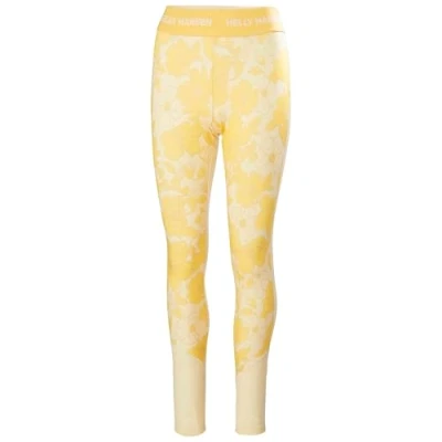 Afbeelding van Helly Hansen Dames LIFA Merino Midweight Graphic Base Layer Broek, 367 Geel Crème Bloemen Aop, L