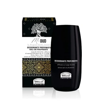 Afbeelding van Helan, M Oud deodorant voor heren, geparfumeerd en ademend, fris huidvriendelijk, zonder aluminiumzouten, met etherische oliën, langdurige werking, 50 ml, Made in Italy