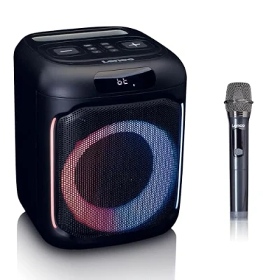 Afbeelding van Lenco Bluetooth Speaker Draadloze Party met Verlichting en Microfoon PA 101BK Zwart