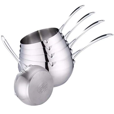 Afbeelding van Set Met 5 Steelpannen 12/14/16/18/20 Cm Hoogwaardig Roestvrij Staal Ook inductie.