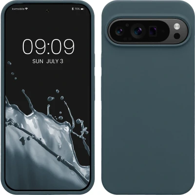 Afbeelding van kwmobile telefoonhoesje geschikt voor Google Pixel 9 Pro XL Hoesje met siliconen coating Smartphone case in leisteen