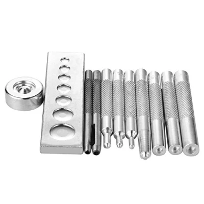 Afbeelding van Oriental riverkit 11 stuks doe het zelf leerhandwerk, handgereedschap, borgstans, snap klinknagels, zetter basisset met basis voor punch gat