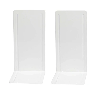 Afbeelding van WEDO 1021200 boekensteun (van metaal, hoge uitvoering met versterkingsgroeven, 14 x 12 24 cm) 2 stuks, wit