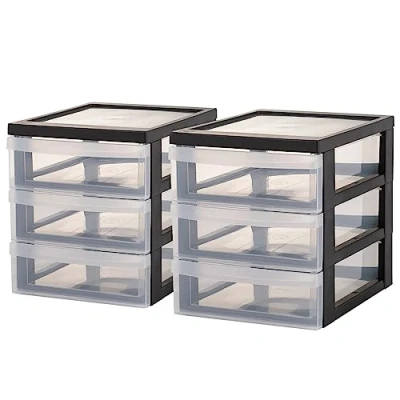 Afbeelding van IRIS Design Chest ladesysteem A5 3 lades x 2 l Kunststof Zwart/Transparant stuks
