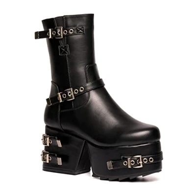 Afbeelding van LAMODA Moonwalker Chunky Platform Wedge Boots, EU 41, Black PU, 41