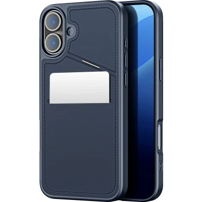 Afbeelding van Dux Ducis Rafi II Series Back Cover met Pasjeshouder en Standfunctie MagSafe Compatible Geschikt voor iPhone 16 Plus Hoesje Blauw