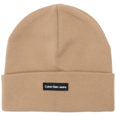 Afbeelding van Calvin Klein Jeans Patch Beanie Unisex Muts, Maat: One Size, Travertine