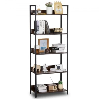 Afbeelding van VEVOR Rustieke Boekenkast Staande Plank Opbergrek Metaal 5 Niveaus 60x30x154cm