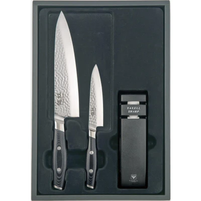 Afbeelding van Yaxell Japans Serie Tsuchimon Messenset met Slijper VG10 Staal 61 HRC 3 Lagen Damastst...