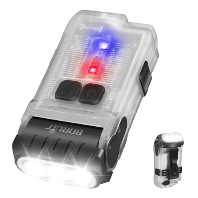 Afbeelding van BORUIT V15 Mini Zaklampen, 80 Roterende Zaklamp LED, 1200 Lumen Super Bright met 10 Modes, IP67 Waterdicht, Magnetische Staart, voor Camping Wandelen Notfa (Wit)