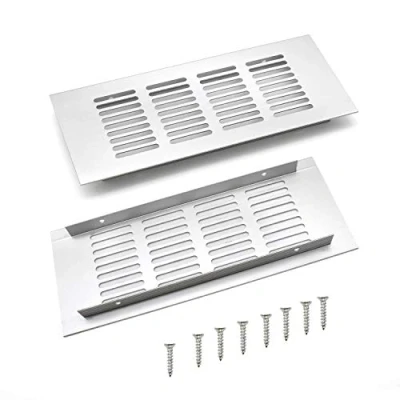Afbeelding van WJUAN 2 stuks afvoerrooster aluminium, 200 mm ventilatierooster vierkant voor de ventilatie van kasten en slaapkamers (zilver)