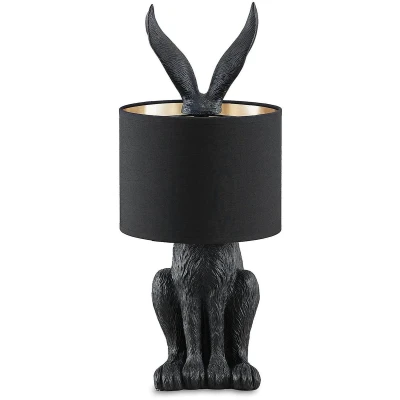 Afbeelding van Lindby Tafellamp 1licht stof, polyresin, ijzer H: 56 cm E27 zwart, goud