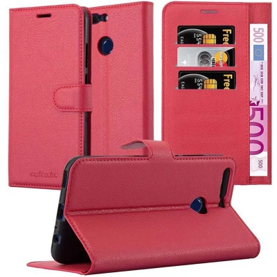 Afbeelding van Cadorabo Hoesje geschikt voor Honor V9 in KARMIJN ROOD Beschermhoes met magnetische sluiting, standfunctie en kaartvakje Book Case Cover Etui