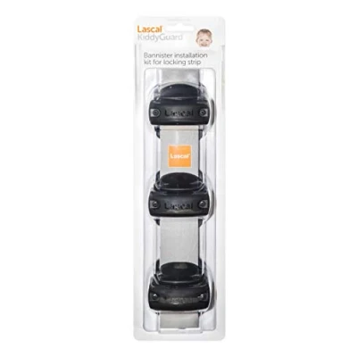 Afbeelding van Lascal Trapleuning installatiekit, KiddyGuard Avant/Accent/Assure veiligheidshek banniesters, bannisters voor ronde of hoekige trapleuningen tot 50 mm diameter, set van 3 bannisters, zwart