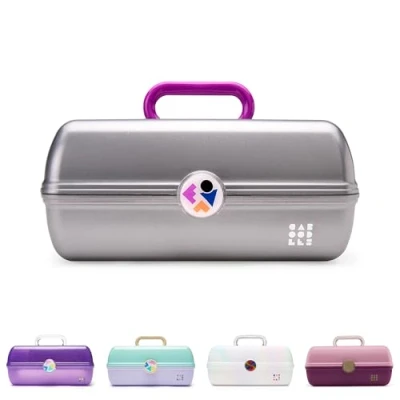 Afbeelding van Caboodles Twilight Disco On The go Girl Costmetic Organizer Make up &amp; Accessoire draagtas, Silver Shimmer, 1 Count (Pack van 1), CAB562643, Zilveren of