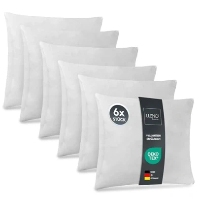Afbeelding van LILENO HOME Set van 6 kussen vulling 60x60 cm Binnenkussen wasbaar op 40C geschikt voor mensen met allergieën Polyester bank, sofa, cocktail, en hoofdkussen