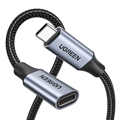 Afbeelding van UGREEN USB C uitbreiding 10 Gbps 3.2, verlengkabel 100W/4K 60Hz compatibel met iPhone 15, M3 MacBook Pro/Air, iPad Air 2024, Galaxy S24 Ultra Switch consoles etc. (Grijs, 0.5M)